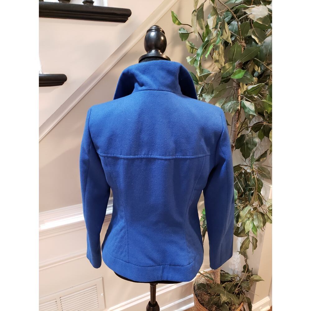 Kensie Blue Full Zip High Collar Moto Jacket Women’s Size M Polyester Stretch - Picture 8 of 13